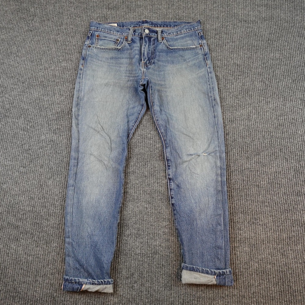 Levis 502 LVC Selvedge Jeans Mens 31x34 (30x30) Blue Taper Denim Distressed